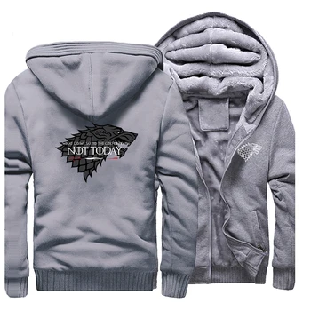 

Winter Is Coming Not Today Game Of Thrones Thick Fleece Hoodie Sweatshirt Men Warm Coat wolf Winter Jacket Oversize Streetwear