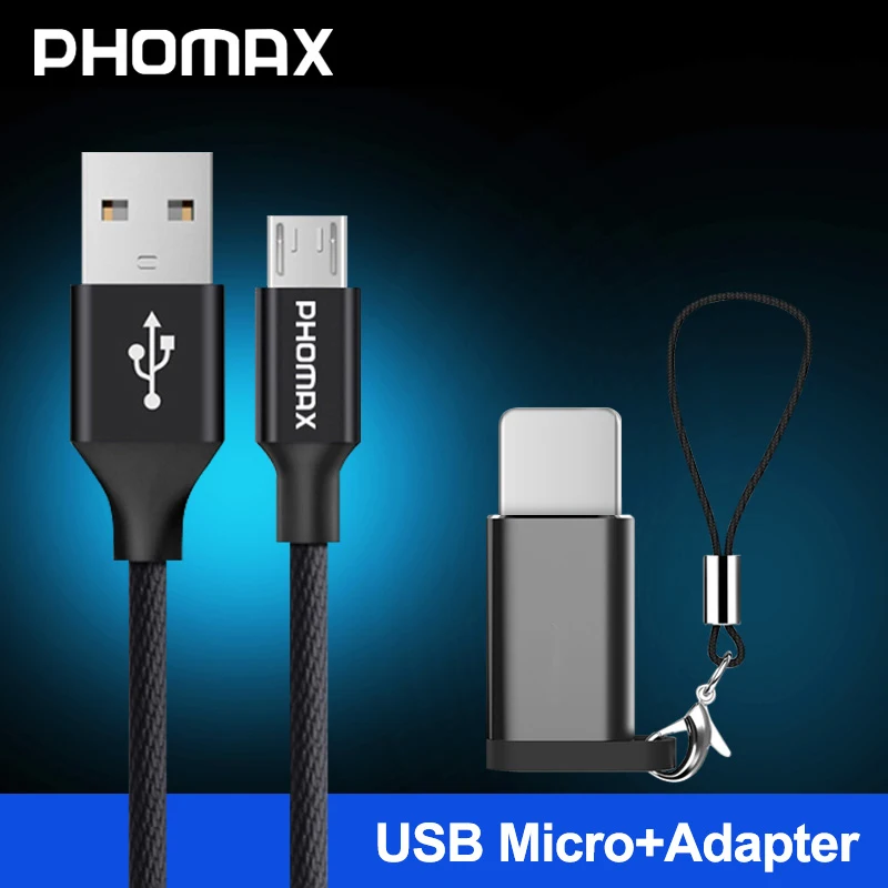 

PHOMAX Micro USB Cable 1M Nylon Fast Charging Mobile Phone Cable For Samsung s9 s8 HTC Huawei Xiaomi USB Sync Data Charger Cord