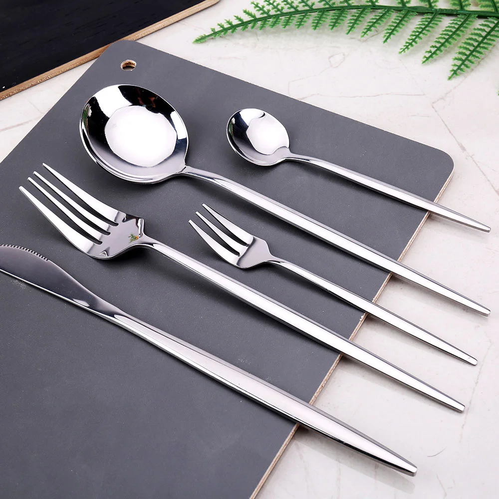 24Pcs/30pcs Kitchen Dinnerware Tableware Spoon Fork Knife Set Washing Utensils Cutlery Lunch Of Dishes Complete Dinner Glossy