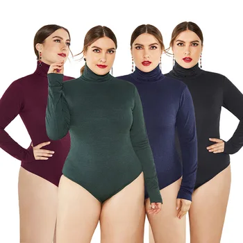 

Plus size women's clothing autumn/winter sweater long-sleeved sexy high-necked slim bottoming shirt knitted jumpsuit