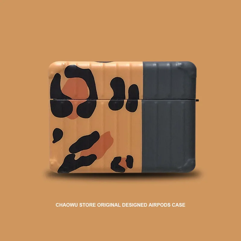 INS креативный Леопардовый принт беспроводная Bluetooth гарнитура оболочка чемодан