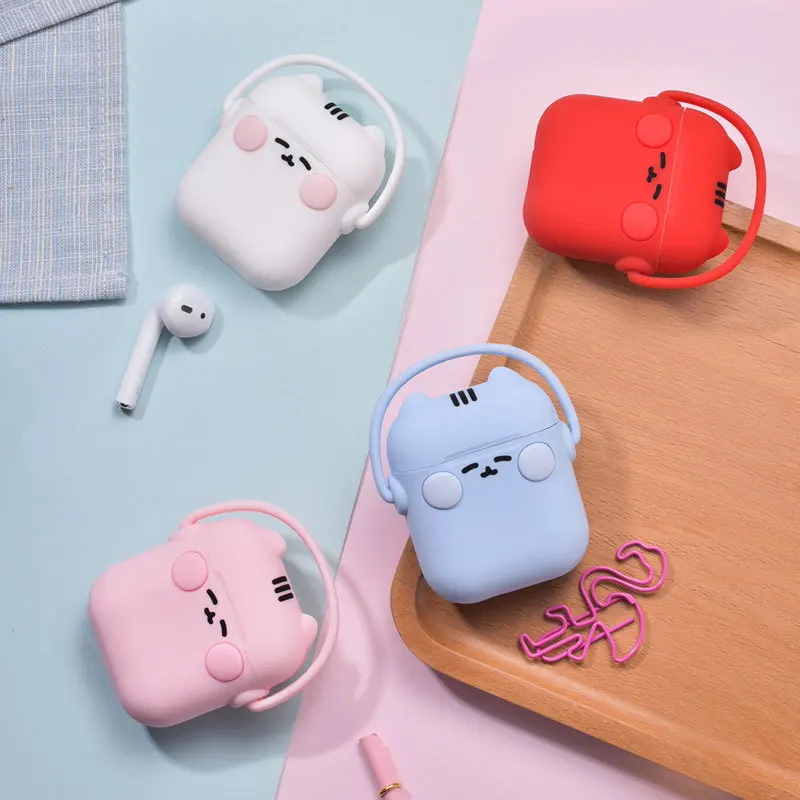 Милый стильный мягкий силиконовый чехол для наушников AirPods Apple беспроводная bluetooth