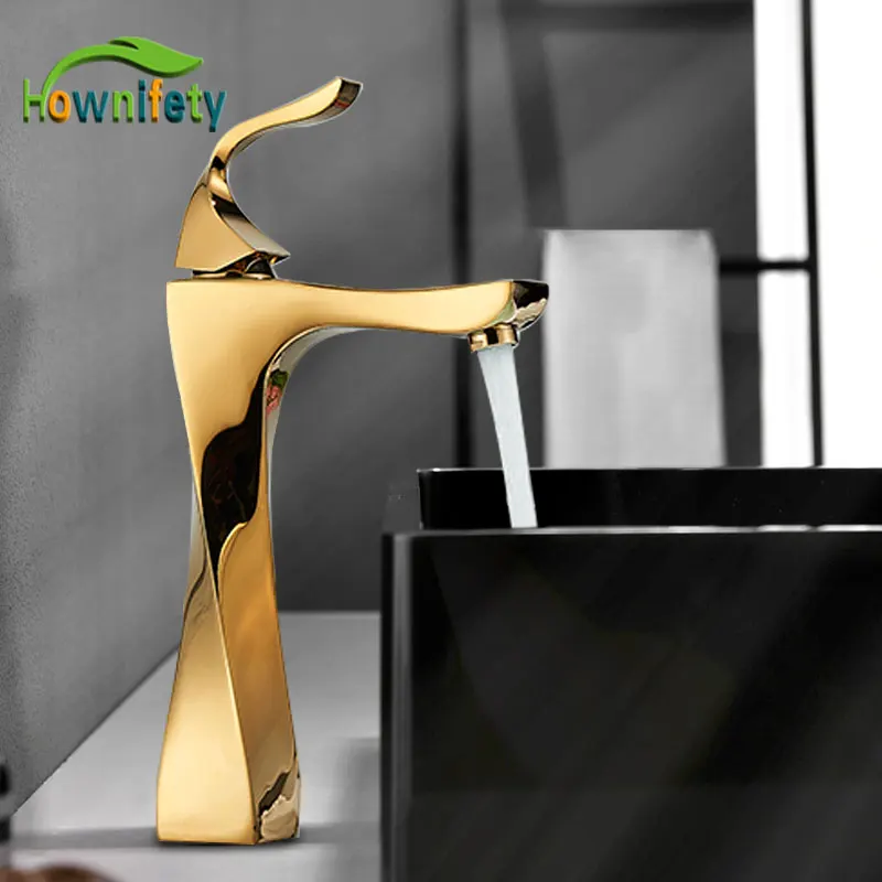 Golden Bathroom Faucet Tall Type Hot Cold Mixer Crane Tap Deck Mount Chrome Nickel Color Modern Artic Shape basin faucet bathroom faucet