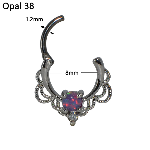 Titanium Daith Earrings Piercing Lacey Opal Drapery Royalty Septum Clicker Ring Ear Tragus Cartilage Helix  Nipple Rings 16G