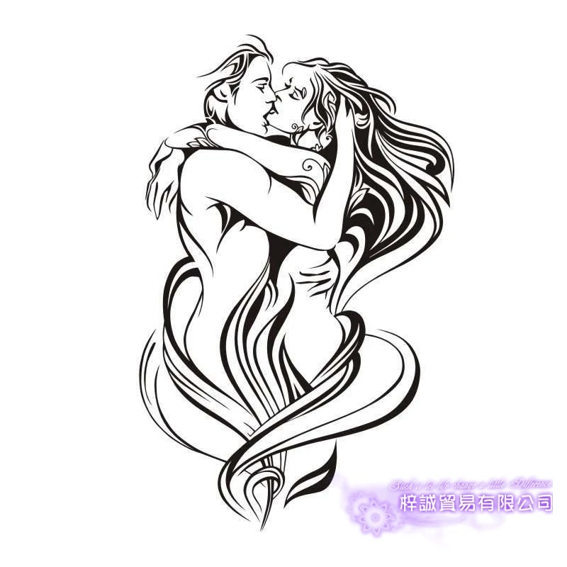 DCTAL Sexy Lover Kiss Girl Decal Beauty Body Naked Sticker Wall Bathroom Woman Girl Wall KTV Pub Bar Shop Sticker