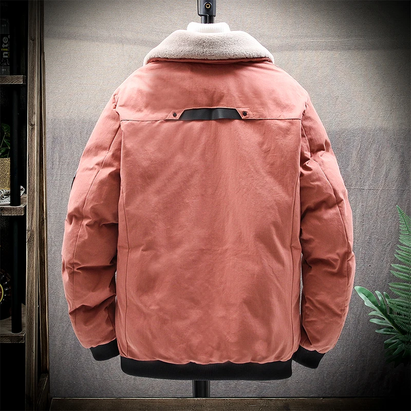 Winter new coat coat cotton coat men's long section warm fur collar hooded men's clothing