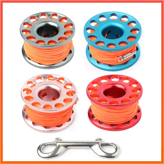 Scuba Diving 20m 30m Finger Spool Reel with Stainless Steel Nylon Line Snap  Bolt - AliExpress