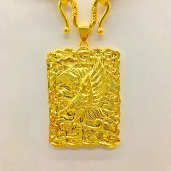 

Charms Business Men Pendant Necklace No Chain for Wedding Engagement Jewelry Luxury 14K Yellow Gold Pendants with Eagles Pattern