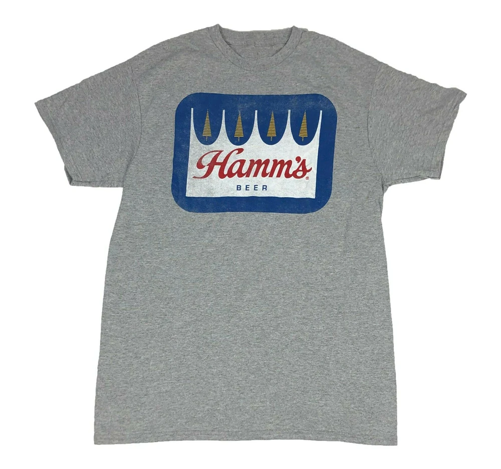 Hamms логотип пива классические алкоголя лагер Мужская футболка повседневные