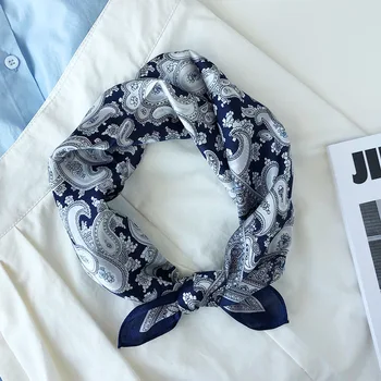 

2020 New Promotion Adult Hijab Winter Scarf 100% Silk Scarves Men's Fashion Small Square 100% For Mulberry Korean Necklaces Suit