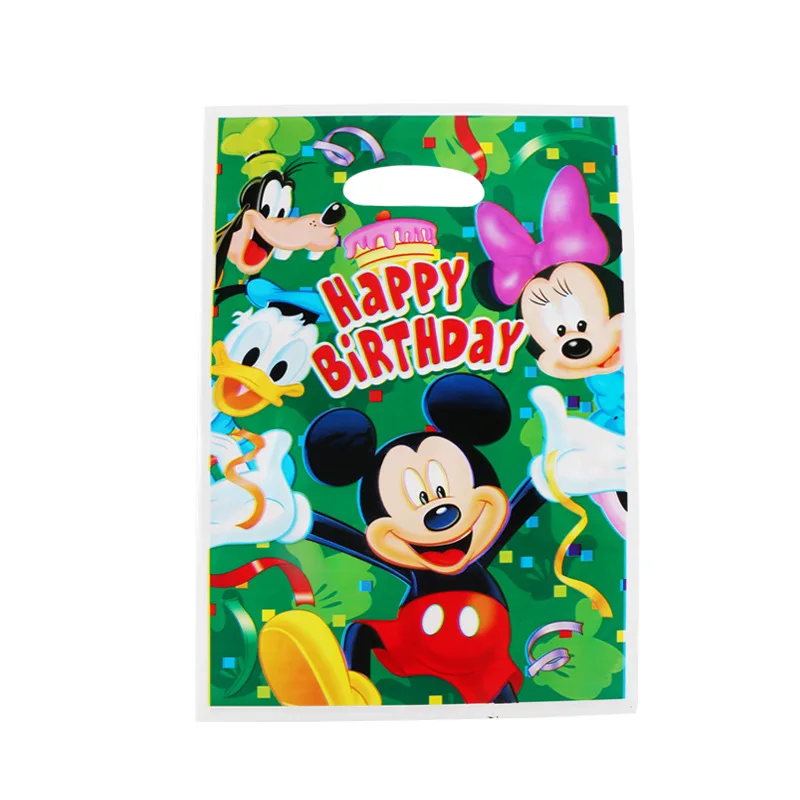 Mickey 10 шт./лот, вечерние подарочные сумки с изображением единорога из альпаки, вечерние пластиковые сумки для конфет, праздничные вечерние сумки для детей - Цвет: Mickey