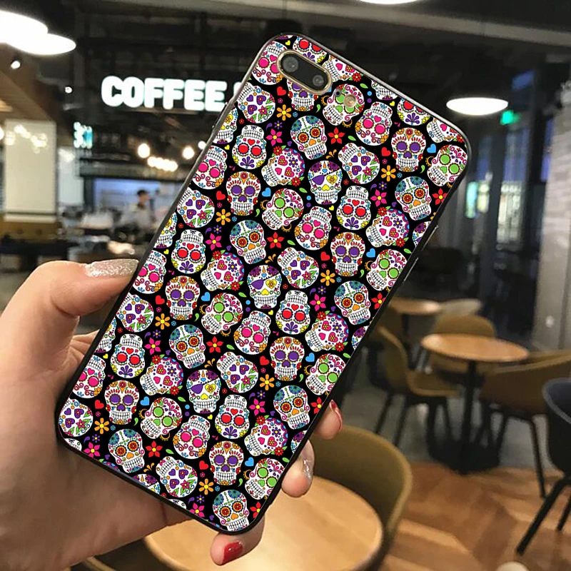 Чехол для iPhone X 6S 7 8 Plus XR XS max с принтом черепа черные силиконовые чехлы на заказ