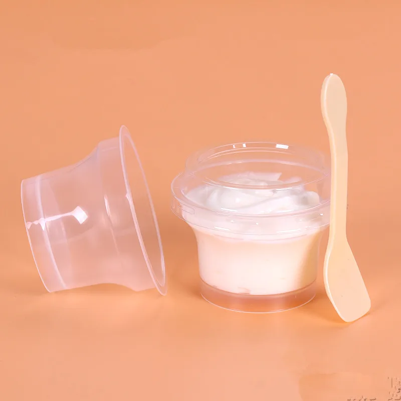 

High quality transparent small disposable pudding jelly ice cream cup 100ml yogurt sauce milk thick plastic cups with lid