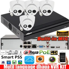 MUTIL язык dahua 4PoE H265 NVR сетевой видеорегистратор NVR4104hs-P-4KS2 с 4 шт. IPC-HDW4631C-A 6MP POE IP67 купольная ip-камера