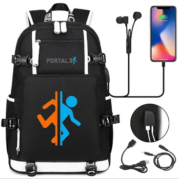 

Portal Companion Cube canvas travel bag School Bag usb charging shoulder bag Teenagers Backpack Laptop bag rucksacks