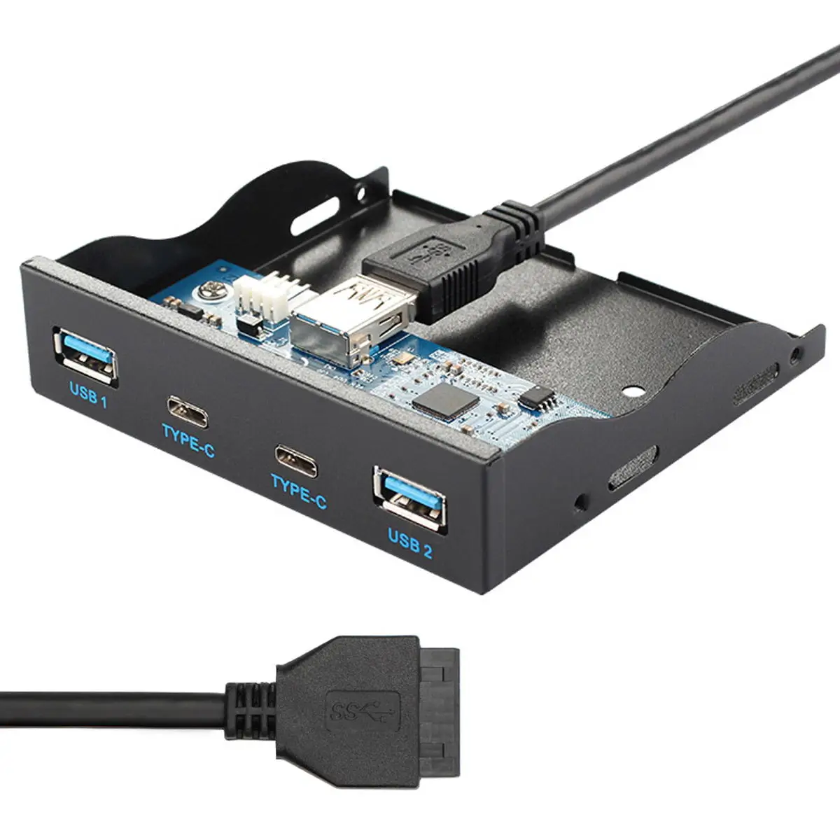 USB 3,0 концентратор 4 порта Передняя панель к материнской плате 20Pin Соединительный кабель для 3," ячейка для дискет и USB-C