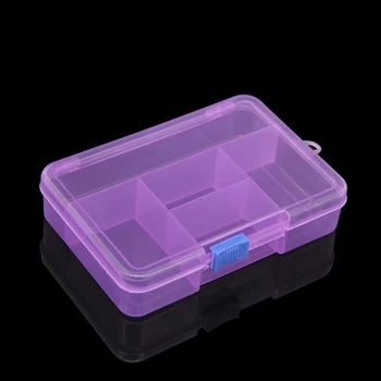 

Home Slide Buckle Medicine Earrings Key Necklace Hanging Storage Box Organizer Transparent Case Non-toxic Jewelry 5 Grids