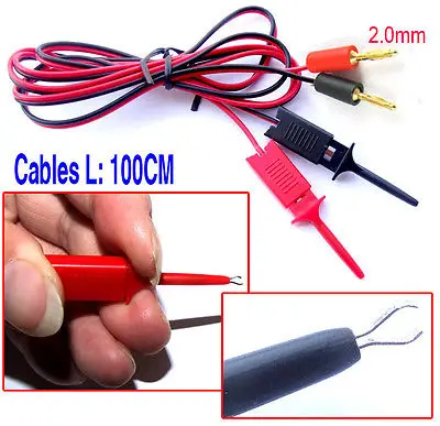 

DHL/EMS 50 pairs Gold 2 mm banana plug to Test Hook Clip Cable FOR Test Probes IC SMD SMT-A8