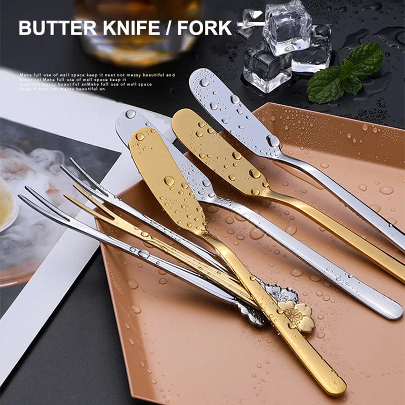 

Western Style Butter Jam Spatula Stainless Steel Cream Dessert Fork Simple Fruit Fork Western Tableware