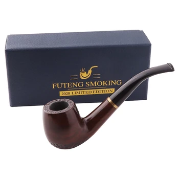 

Sandalwood Carved Pattern Smoke Pipe Tobacco Cigar Resin Mouthpieces Handmade Bent Tobacco Herb Smoke Pipe Smoking Accessories