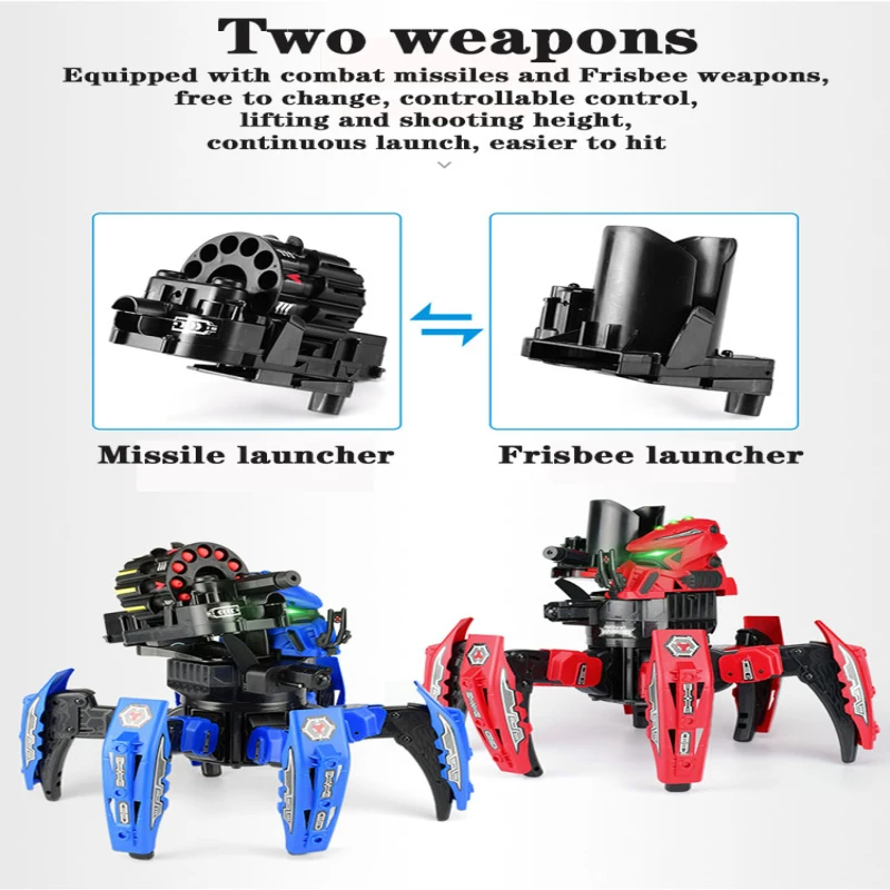 NEW 2.4G Electric Remote Control Robot  Six-legged Spider Robot DIY Shooting Game Foam Shooting Dart Double weapon Toy Gift 3