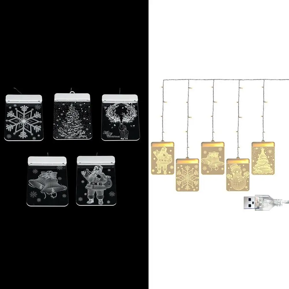 В форме колокольчиков, лося, Санта Клаус, снежинка, Рождественская гирлянда, подвесной свет, праздничные вечерние, праздничные, Звездные гирлянды, Декор