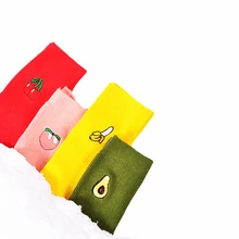 Милые кавайные носки для девочек с мультипликационным принтом фруктов, авокадо, банан, вишня, персик, meias, корейские забавные носки с вышивкой в стиле Харадзюку