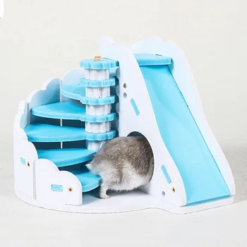 

Best Sale Wooden Hamster Slide Toy Board Building Blocks Multiple Color Guinea Pig Toy Chinchilla Bed Healthy Small Pet Supplie
