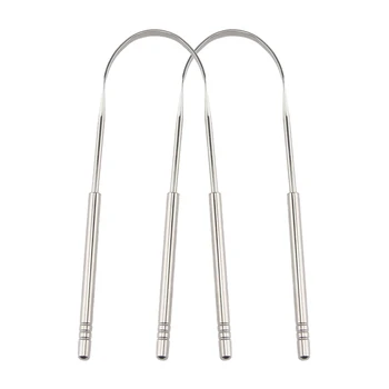 

High Quality Remove Tongue Food Debris Gunk Stainless Steel Scraper Cleaner Fresh Breath Coated Dental Oral Hygiene Care Tools