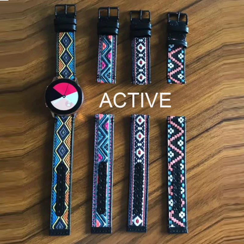 Celebrity style totem leather strap for Samsung Galaxy Watch ACTIVE active 20mm 42mm watch band | Наручные часы
