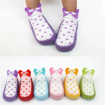 

Newborns Floor Socks Baby Boys Girls Dot Bow-knot Print Patchwork Toddler Kids Casual Non-Slip Comfy Soft Cotton Sox 0-24M A20