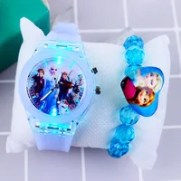Flash Light Children Watches with Bracelet Silicone Strap Princess Elsa Frozen Sophia Girls Watch Student Clock reloj infantil 1