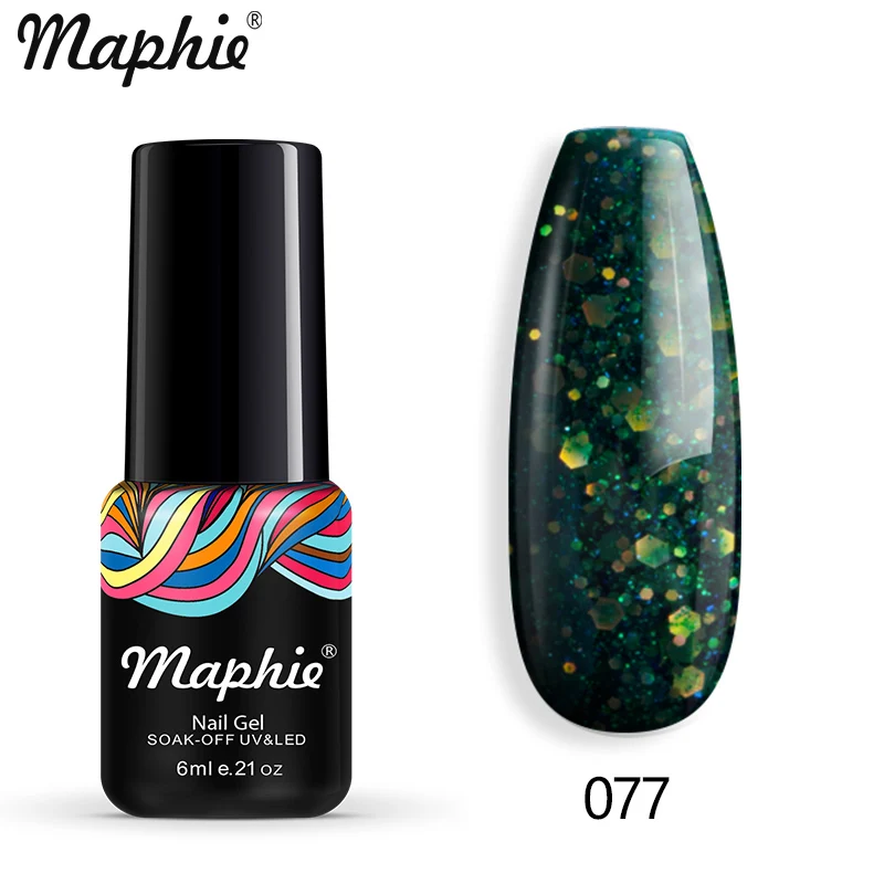 Maphie Алмазный Блеск светодиодный Гель-лак для ногтей замачиваемый долговечный Гибридный лак для ногтей синий цвет Блестки УФ Гель-лак для ногтей - Цвет: 077