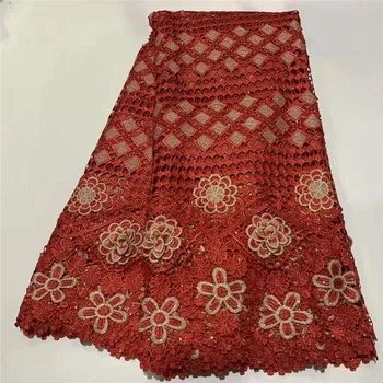 

African lace fabric 3D Embroidered stones latest african cord lace 2020 high quality guipure lace nigerian lace fabric for Women
