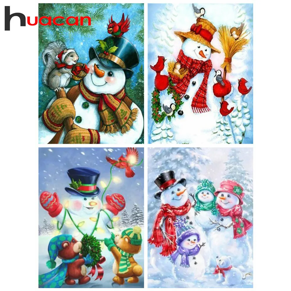 

Huacan Snowman Diamond Embroidery Full Display Picture Of Rhinestones Diamond Mosaic Christmas Diamond Art Home Decoration