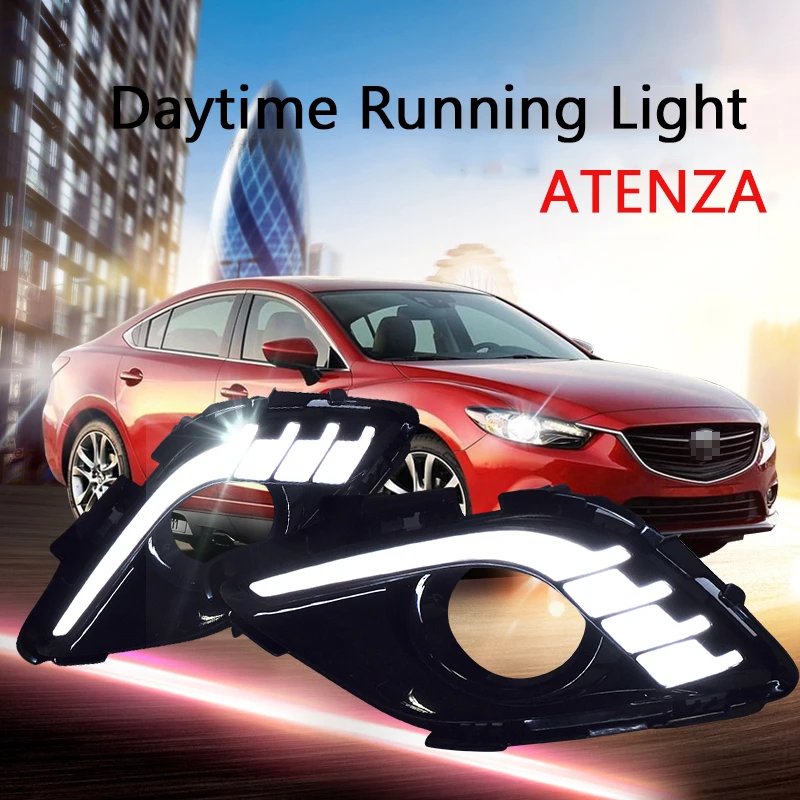 ECAHAYAKU 1 Set LED Car Styling Daytime Running Light with Yellow Turn Signal Front Fog Lamps for Mazda 6 Atenza 2014 2015 2016 |