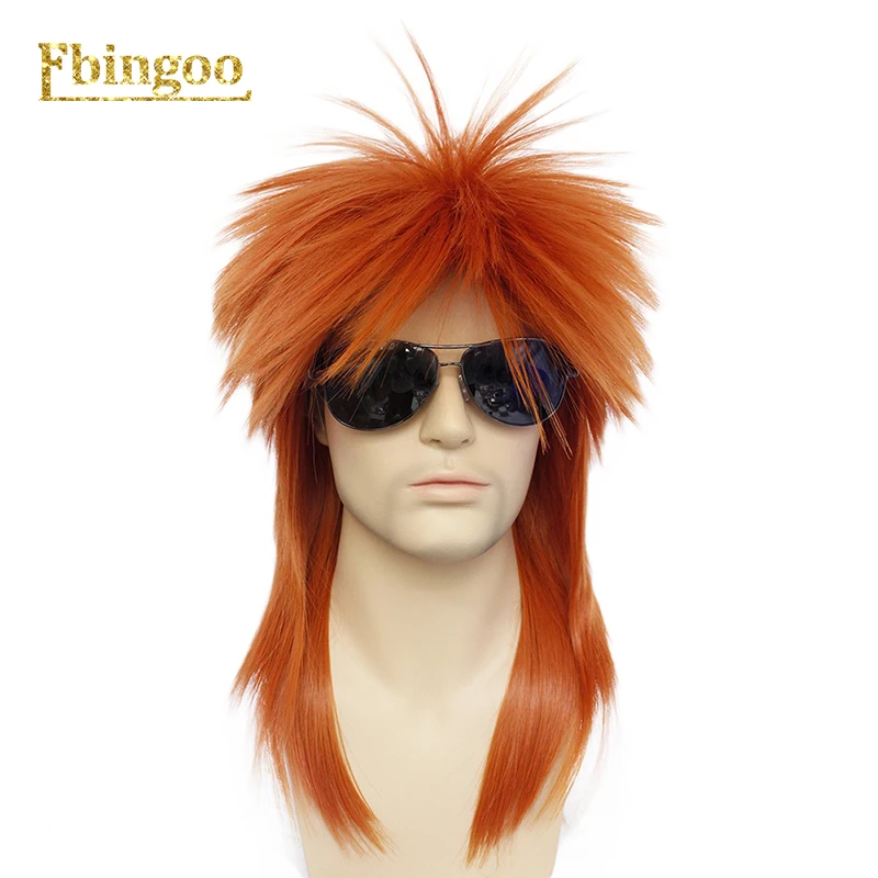 Ebingoo Hair cap+ 70s 80s Hallween Металл рокер диско парик для мужчин блонд длинные прямые синтетические Косплей Mullet парик для мужчин и женщин