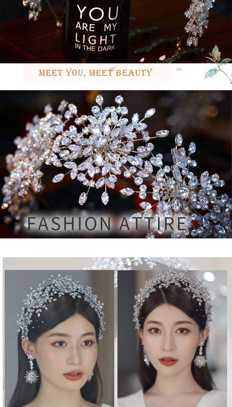 Acessórios de Cabelo Himstory Luxuoso Zircon Casamento Headbands Tiara Artesanal Espumante Hairband Nupcial Headpiece 10 Joias para o cabelo