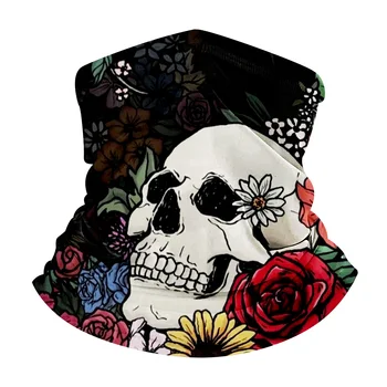 

Women Breathable Summer Outdoor Half Face Neck Scarves Mask Seamless Tube Bandanas Print Flower Skull for Fishing, Cycling Adult