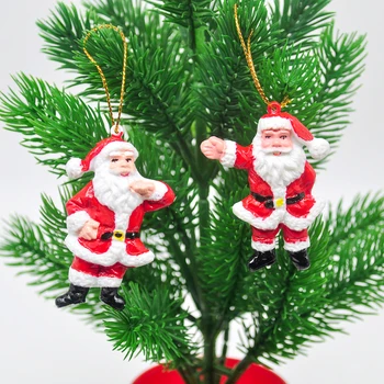 

2PCS Hot Christmas Ornaments Hand Painted Santa Claus Christmas Tree Decoration Pendant Children New Year Gift Home Decoration