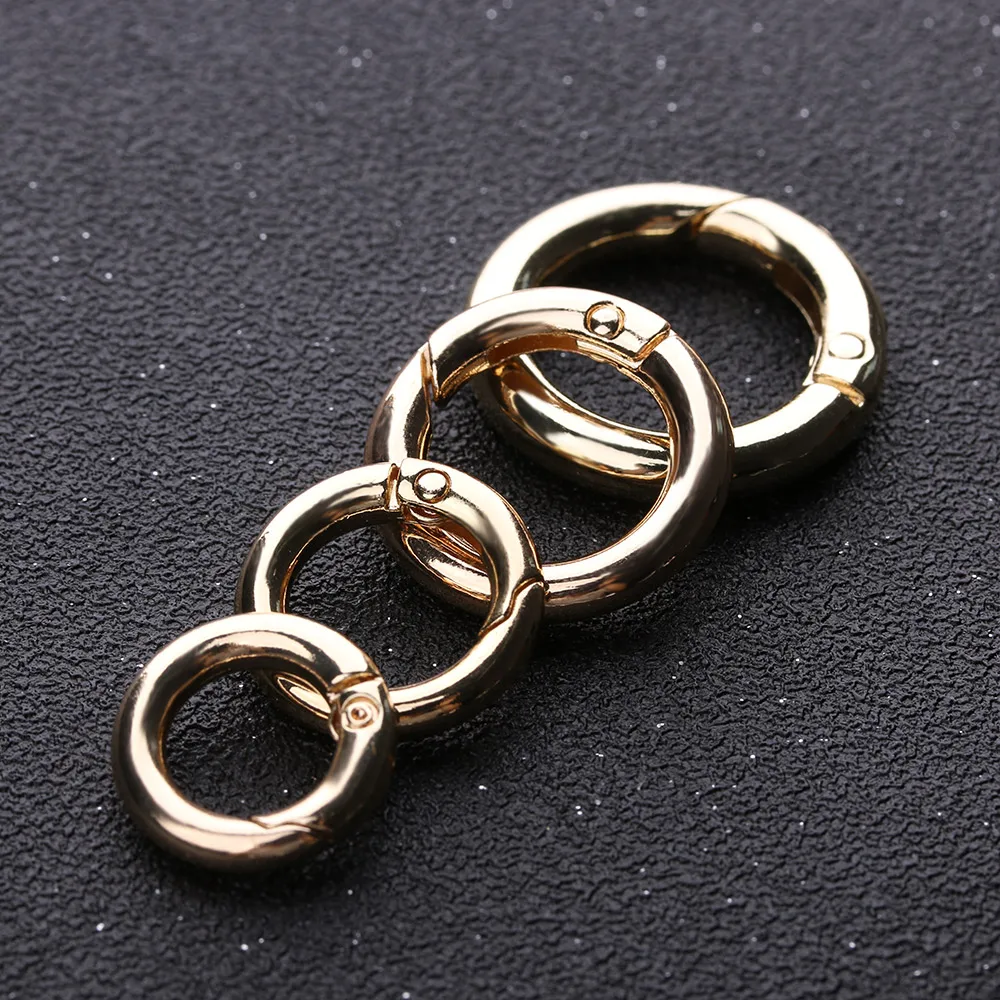 2 PCs Zinc Alloy Plated Gate Spring O-Ring Buckles Clips Carabiner Purses Handbags Round Push Trigger Snap Hooks Carabiner