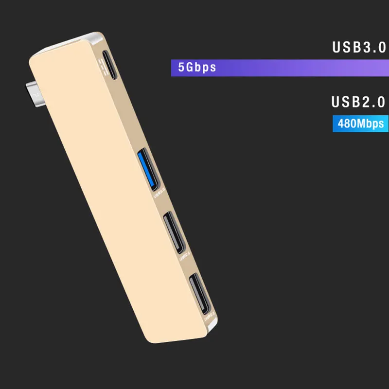 Acasis USB 3,1 Тип C концентратор 4-Порты и разъёмы USB 3,0 2,0 концентратор адаптер Тип-C концентратор для MacBook Pro - Цвет: gold
