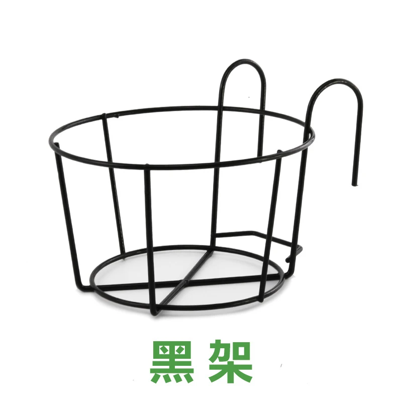 Flowerpot Frame Wall Hanging Type Balcony Flower Rack Potted Plant Meaty Green Luo Thickening Storage Railing Flower Rack - Цвет: Blackshelf