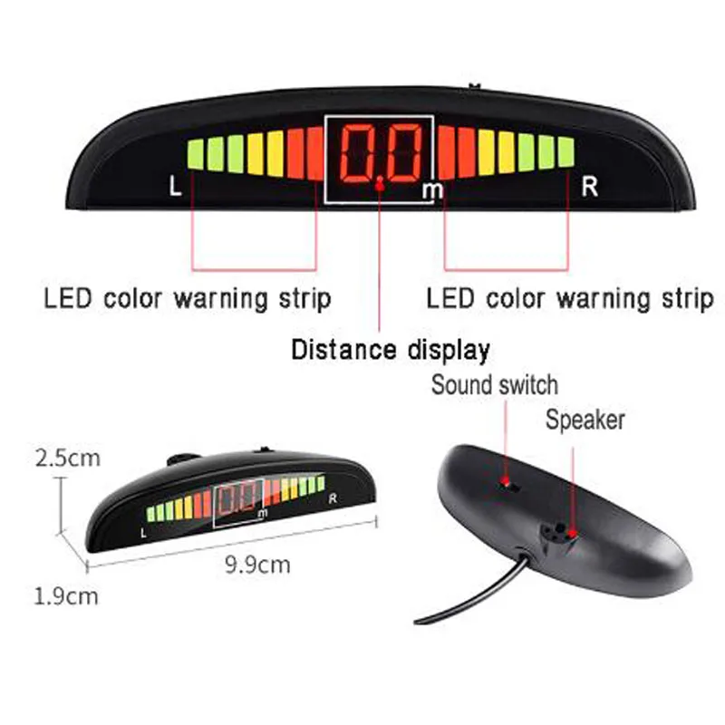 

Car Auto Parktronic LED Parking Sensor with 4 Sensors Reverse Backup Car Parking Radar Monitor Detector System Display