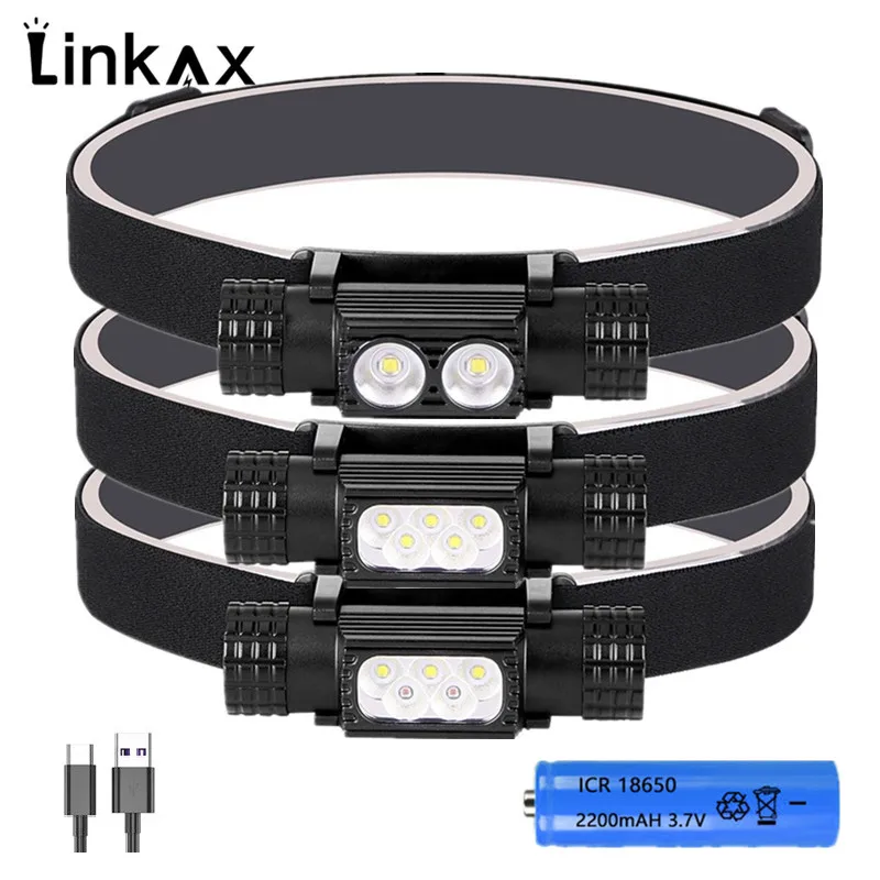 XML2/XPG2 LED Headlight Mini Head light USB 5 Mode Head Lamp Flashlight 18650 Battery For Camping Hunting