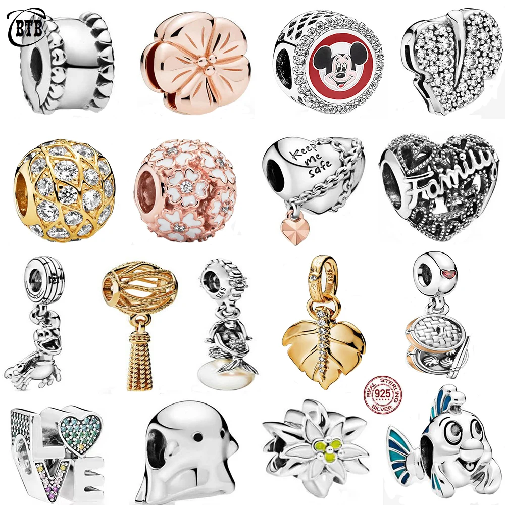 

925 Silver Heart Hedgehog Princess Tiana Frog Prince Flounder Abu European Charms Beads for DIY Bracelets Women Fashion Jewelry