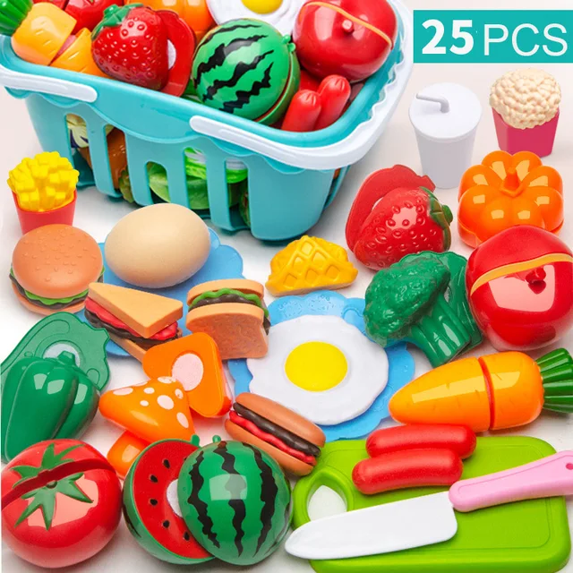 Hot Pretend Play Set Plastic Food Toy DIY Cake Toy Cutting Fruit Vegetable Food Pretend Play Toys For Children Educational Gift 2