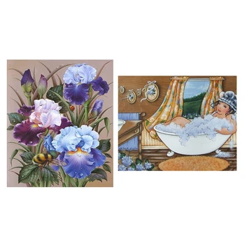 

Fat Lady in Bathroom Diamond Painting Full Square Rhinestones & Flower Picture By Rhinestones Diamond Painting Floral