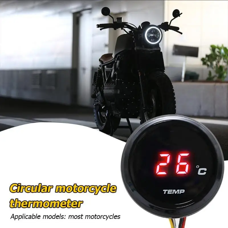

Universal Motorcycle Round Water Temperature Thermometer LED Digital Display Gauge Meter Sensor Adapter Instrument for BMW Honda