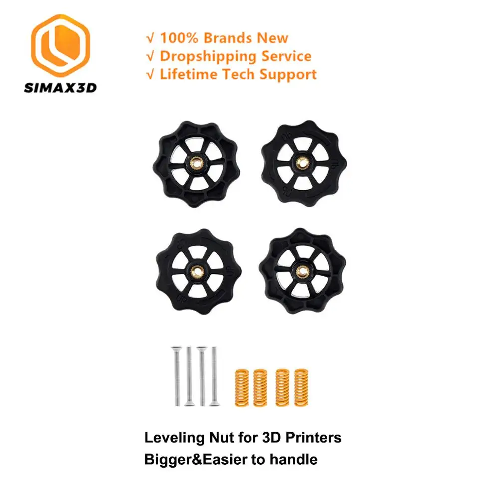 

SIMAX3D 4PCS Upgraded Big Hand Twist Levelling Nut For Creality CR-10 CR-10S Mini Ender-3 DIY 3D Printer accessories